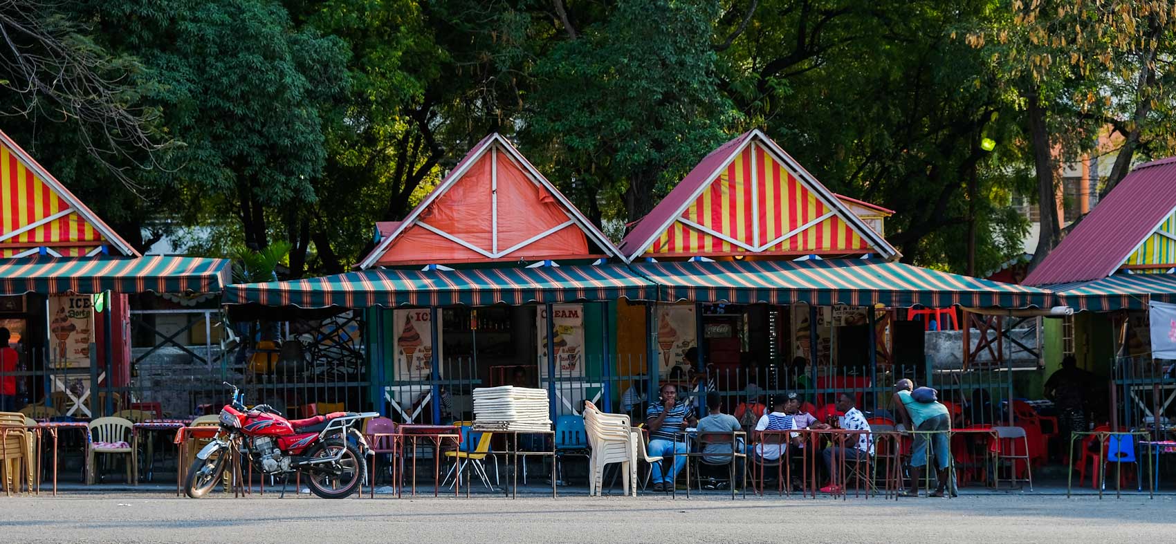 Colorful storefronts on Champ de Mars, Port-au-Prince