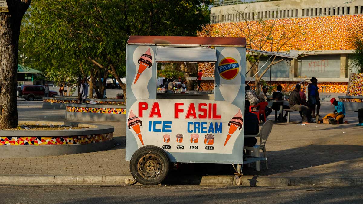 Ice cream and beer truck on Champ de Mars, Port-au-Prince