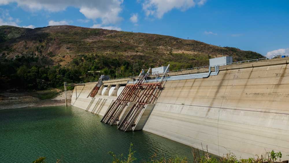 The wall of the Péligre hydroelectric dam, Haiti