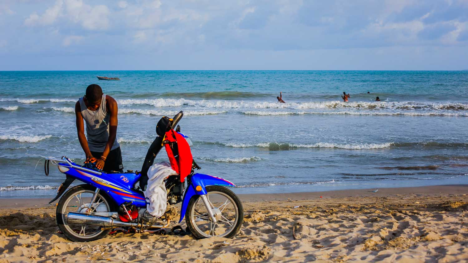 Moto on a beach in Haiti