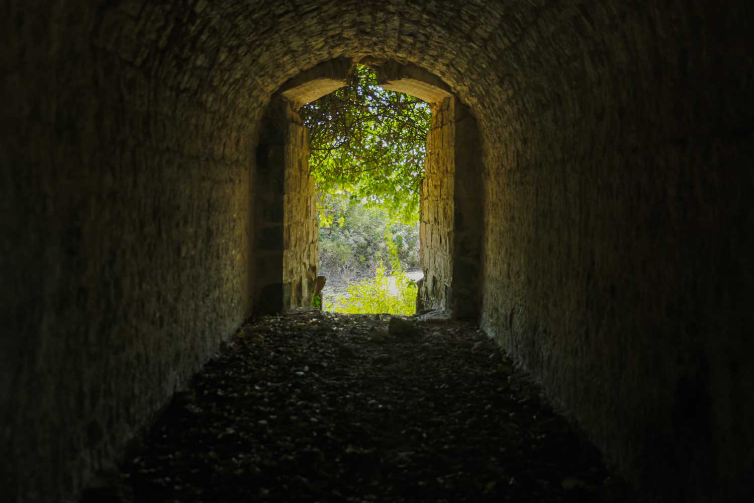 Interior of stone passage inside Fort des Anglais, Haiti