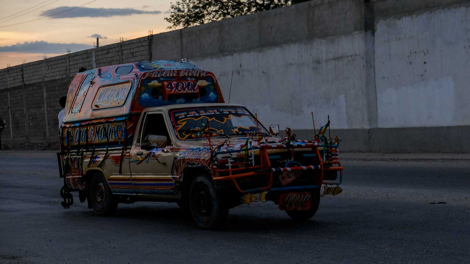 Decorated taptap taxi in Port-au-Prince, Haiti