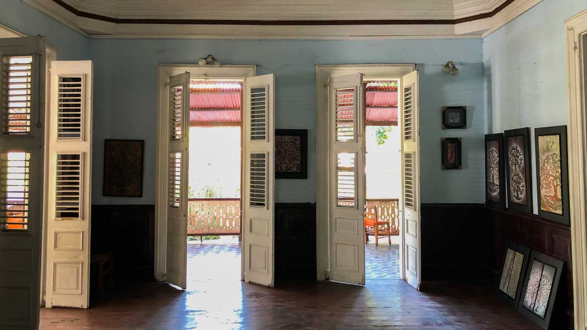 Open doors let sunshine into the Villa Kalewes gallery, Port-au-Prince, Haiti