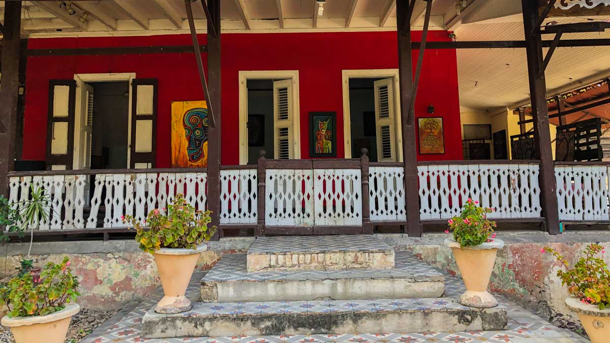 Steps leading to the entrance of Villa Kalewes gallery, Port-au-Prince, Haiti