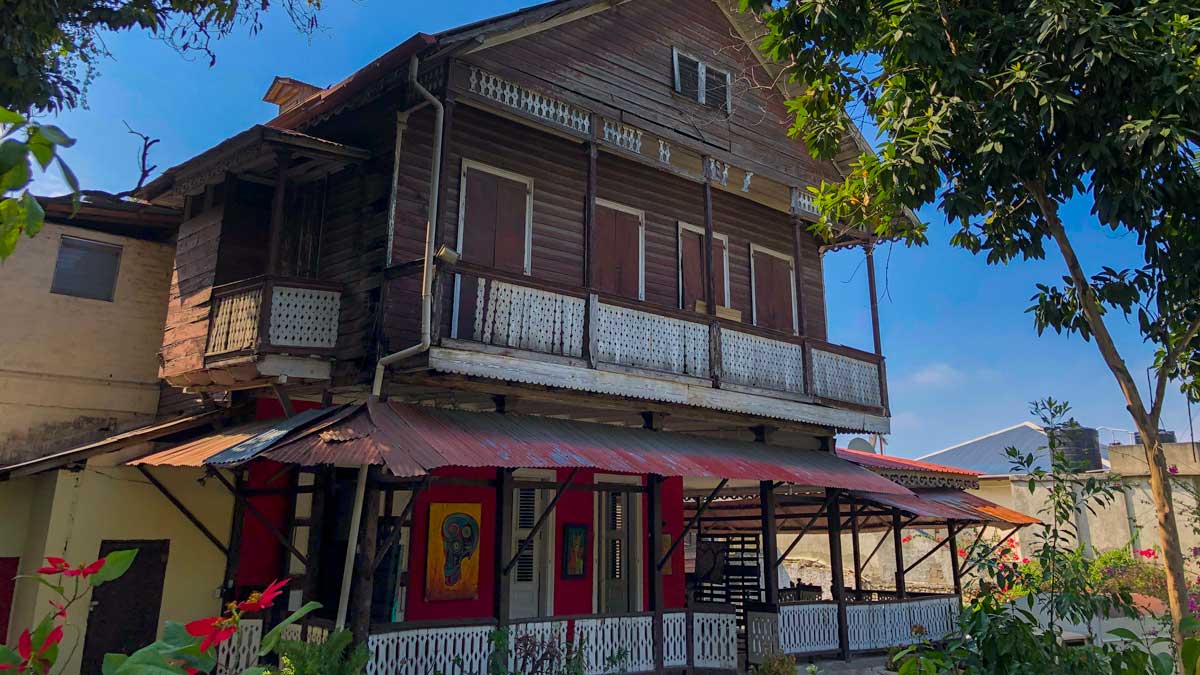 The outside of Villa Kalewes gallery, Port-au-Prince, Haiti