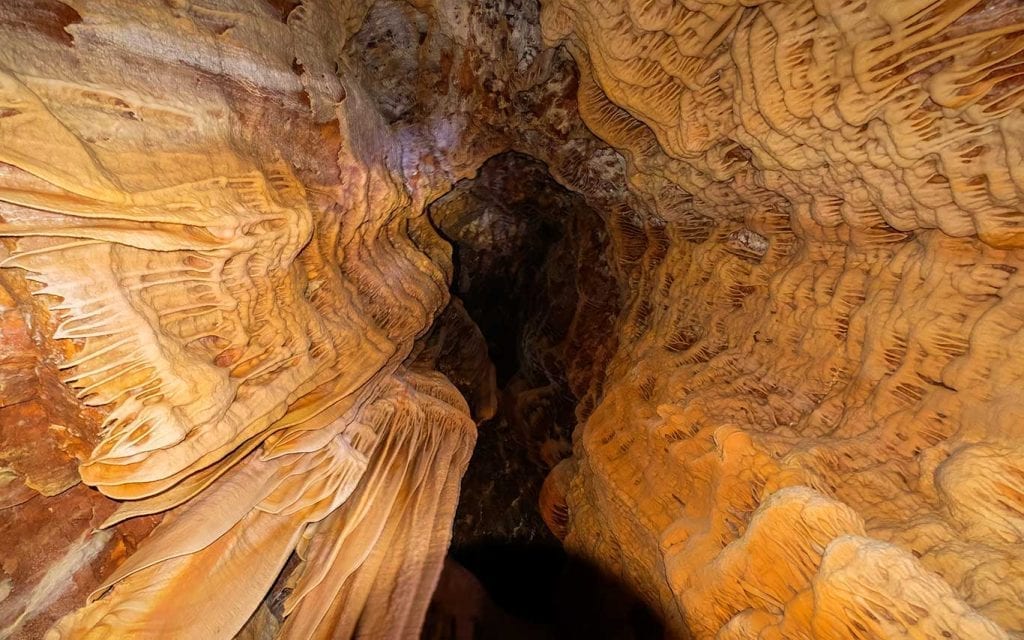 interior of cave with massive dripstones