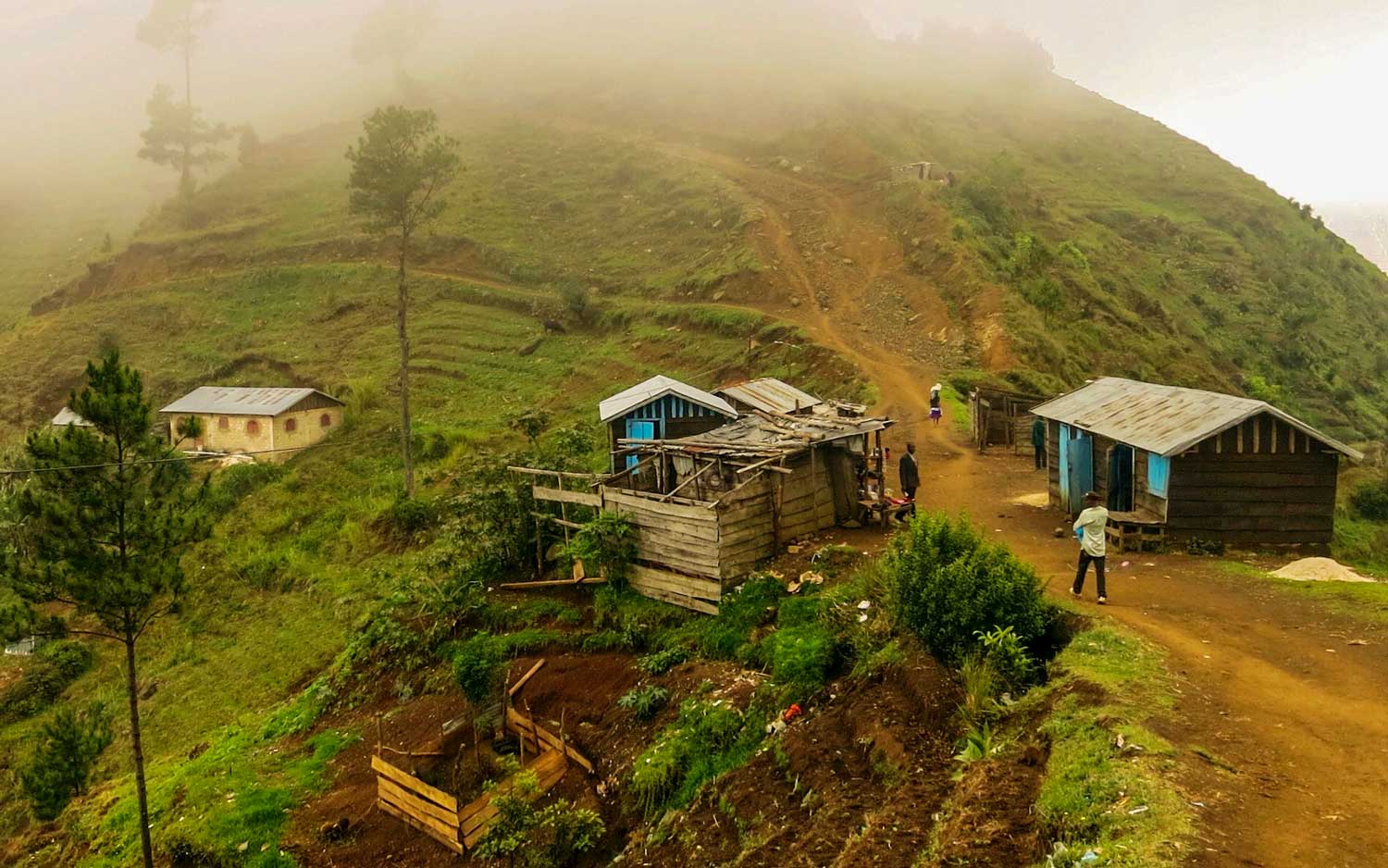 mountain pass in haiti with small houses