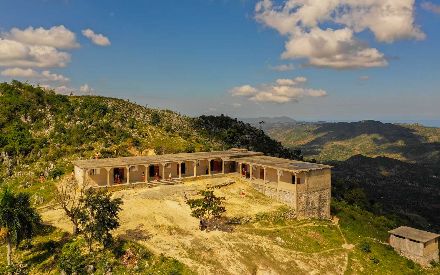 haitian school building in mountain scape