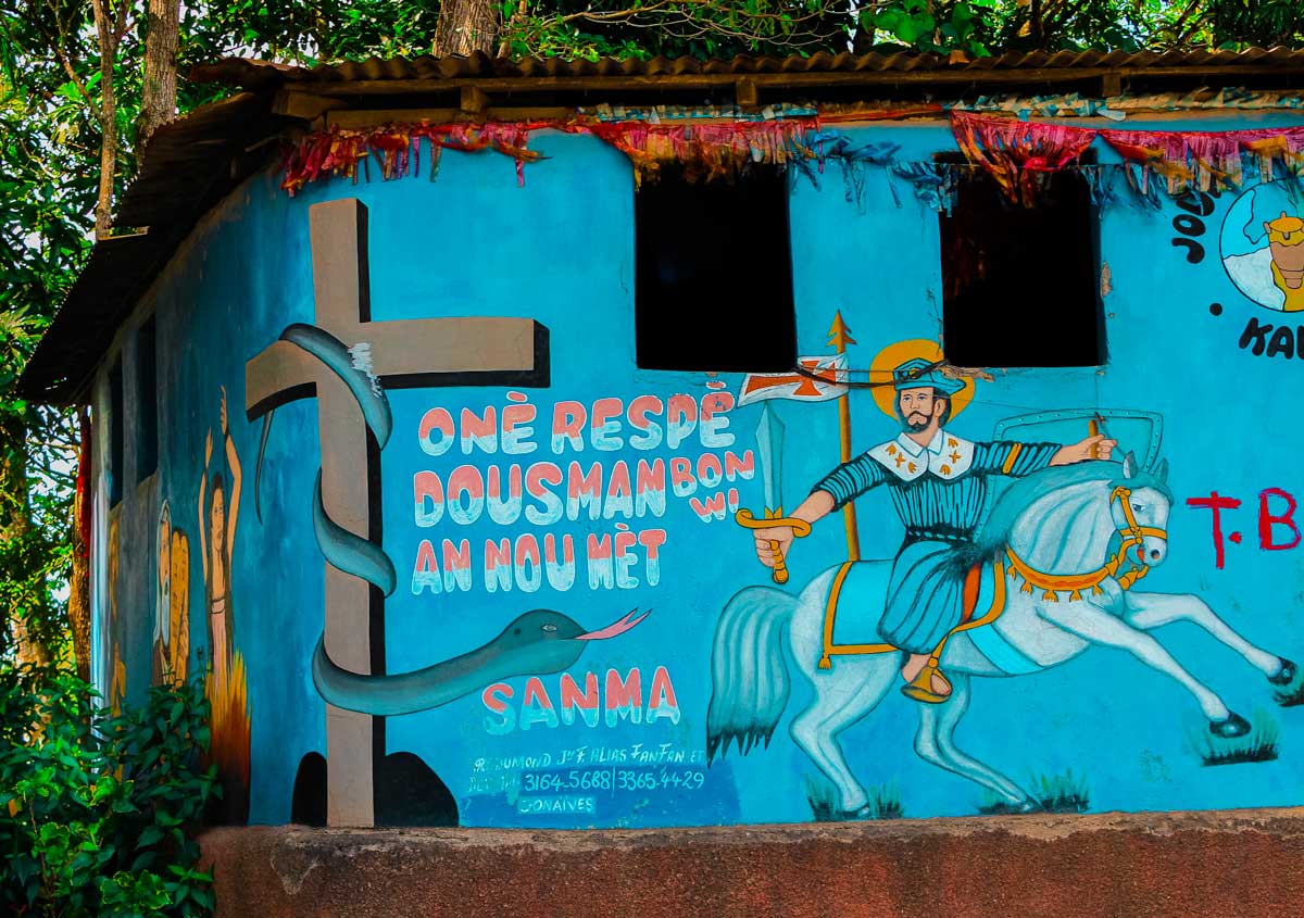 hanpainted exterior wall of vodou temple