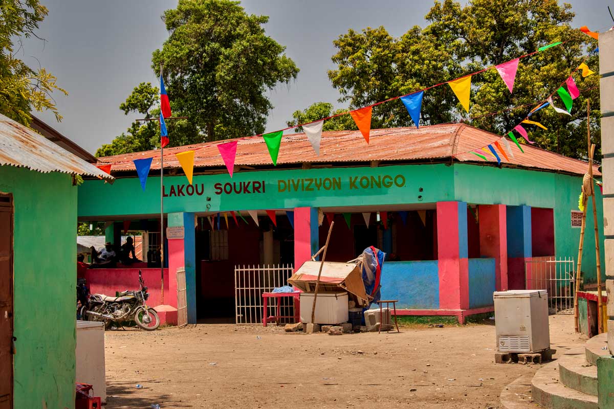 colorful painted building at a vodou community