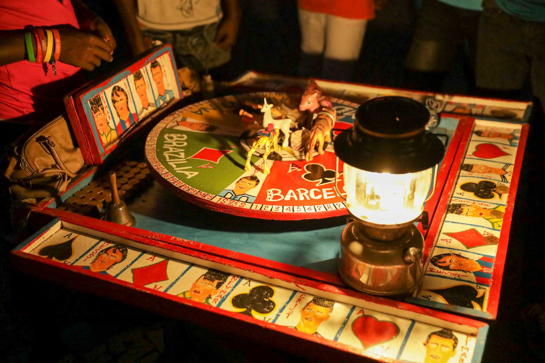 handpainted haitian boardgame with soccer players